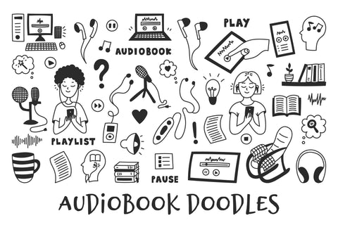 Audiobook Doodles PNG Clipart Sublimation Rin Green 
