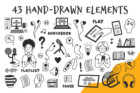 Audiobook Doodles PNG Clipart Sublimation Rin Green 