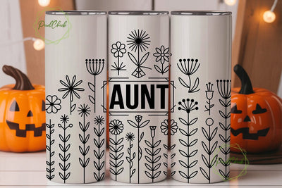 Aunt Floral Tumbler Wrap PNG Sublimation PixelChick 