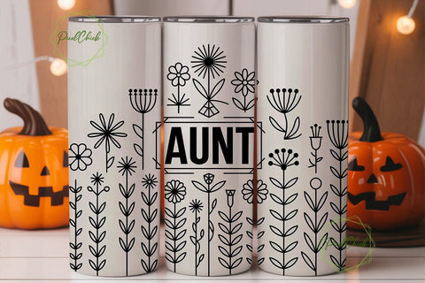 Aunt Floral Tumbler Wrap PNG Sublimation PixelChick 