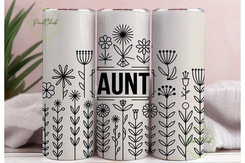 Aunt Floral Tumbler Wrap PNG Sublimation PixelChick 