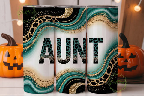 Aunt Leopard Glitter 20oz Tumbler Wrap Sublimation PixelChick 