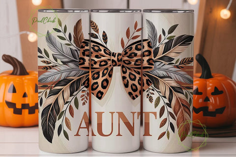 Aunt Leopard Tumbler Wrap PNG Sublimation PixelChick 