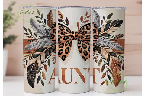 Aunt Leopard Tumbler Wrap PNG Sublimation PixelChick 