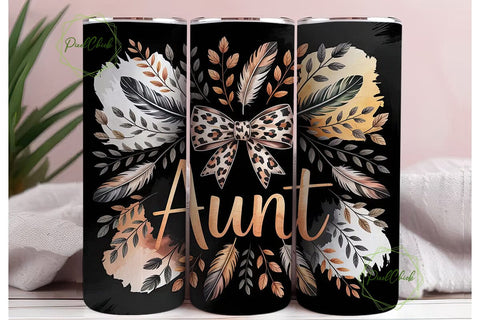 Aunt Leopard Tumbler Wrap PNG Sublimation PixelChick 