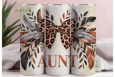 Aunt Leopard Tumbler Wrap PNG Sublimation PixelChick 