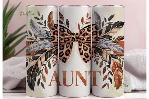 Aunt Leopard Tumbler Wrap PNG Sublimation PixelChick 