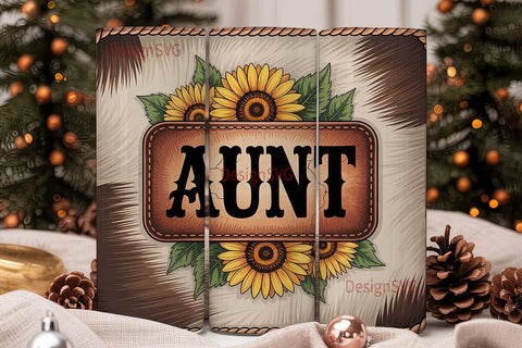 Aunt Sunflower Cowhide 20oz Tumbler Wrap Sublimation DesignSVG 