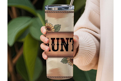 Aunt Sunflower Cowhide 20oz Tumbler Wrap Sublimation DesignSVG 