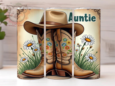 Auntie Cowgirl 20 oz Skinny Tumbler Sublimation Design, Straight & Tapered Tumbler Png, Cowboy Boots Hat Tumbler Png, Digital Download PNG Sublimation Lara' s Designs 