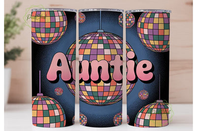 Auntie Disco Ball 20oz Tumbler Wrap Sublimation PixelChick 
