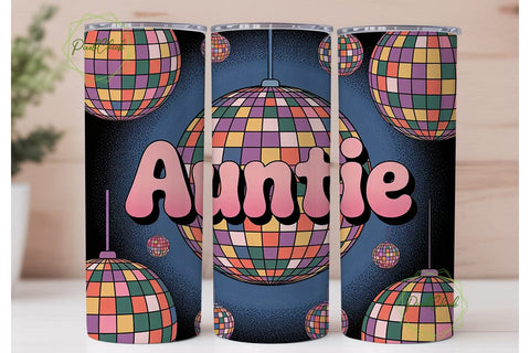 Auntie Disco Ball 20oz Tumbler Wrap Sublimation PixelChick 