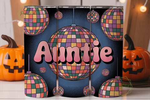Auntie Disco Ball 20oz Tumbler Wrap Sublimation PixelChick 