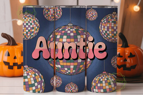 Auntie Disco Ball 20oz Tumbler Wrap Sublimation PixelChick 