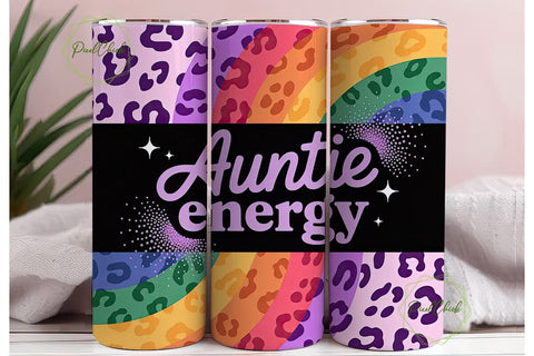Auntie Energy 20oz Tumbler Wrap Sublimation PixelChick 