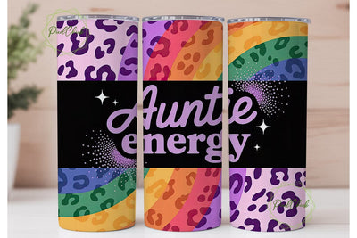 Auntie Energy 20oz Tumbler Wrap Sublimation PixelChick 