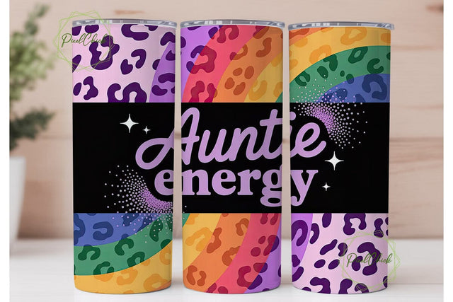 Auntie Energy 20oz Tumbler Wrap Sublimation PixelChick 