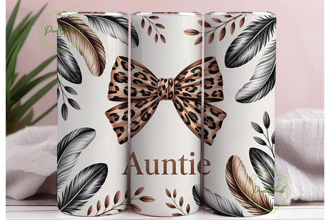 Auntie Leopard Tumbler Wrap Sublimation PixelChick 