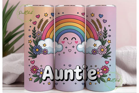Auntie Rainbow Tumbler Wrap Sublimation PixelChick 