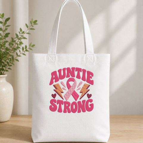 Auntie Strong Breast Cancer Embroidery Design – Pink Ribbon Awareness Machine Embroidery File, Support Aunt Gift Embroidery/Applique DESIGNS PatternFeed8 