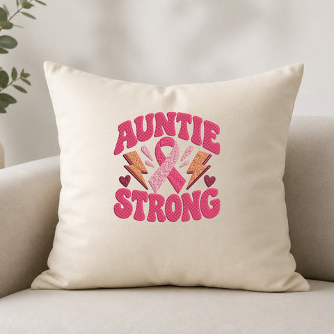 Auntie Strong Breast Cancer Embroidery Design – Pink Ribbon Awareness Machine Embroidery File, Support Aunt Gift Embroidery/Applique DESIGNS PatternFeed8 