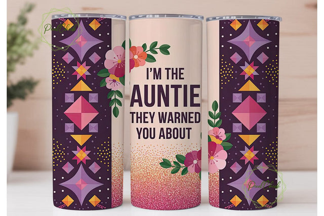 Auntie Tumbler Wrap 20oz Sublimation PixelChick 
