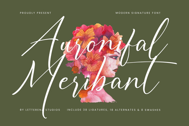 Auronifal Meribant - Modern Signature Font Font Letterena Studios 