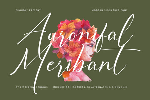 Auronifal Meribant - Modern Signature Font Font Letterena Studios 