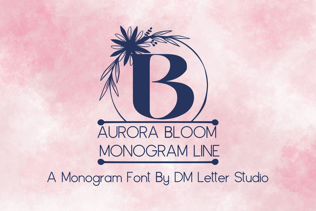 Aurora Bloom Monogram Line Font Dm Letter Studio 