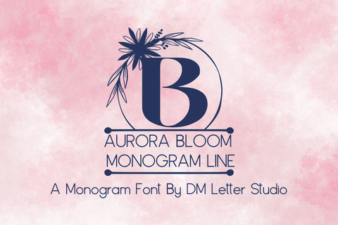 Aurora Bloom Monogram Line Font Dm Letter Studio 