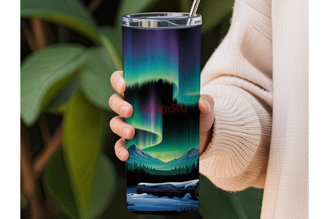 Aurora Borealis 20oz Tumbler Wrap Sublimation DesignSVG 