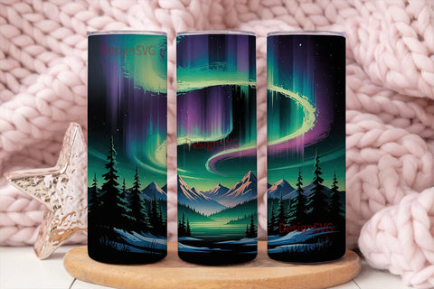 Aurora Borealis 20oz Tumbler Wrap Sublimation DesignSVG 