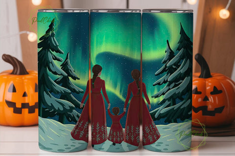 Aurora Borealis Family 20oz Tumbler Wrap Sublimation PixelChick 