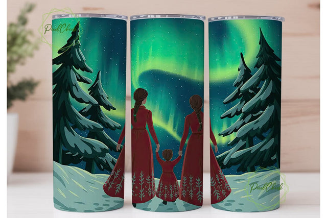 Aurora Borealis Family 20oz Tumbler Wrap Sublimation PixelChick 
