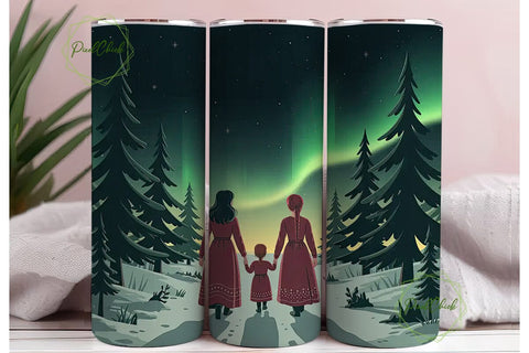 Aurora Borealis Family 20oz Tumbler Wrap Sublimation PixelChick 