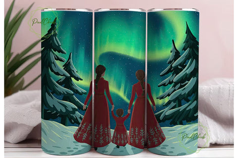 Aurora Borealis Family 20oz Tumbler Wrap Sublimation PixelChick 