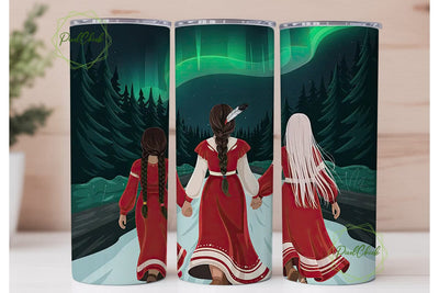 Aurora Borealis Indigenous Women Tumbler Sublimation PixelChick 