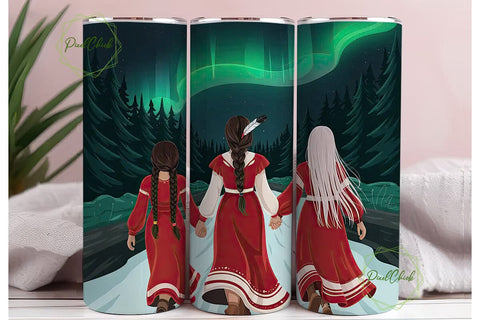 Aurora Borealis Indigenous Women Tumbler Sublimation PixelChick 