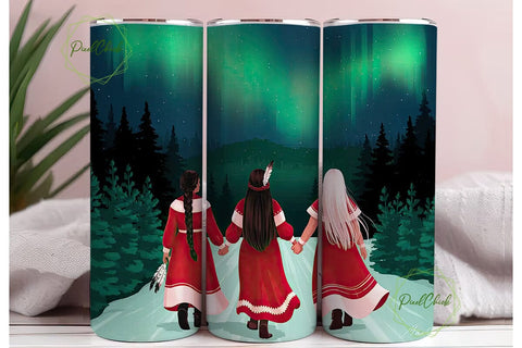 Aurora Borealis Indigenous Women Tumbler Sublimation PixelChick 
