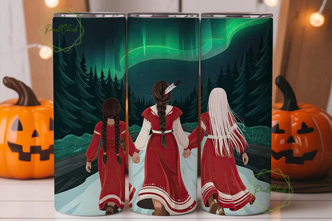 Aurora Borealis Indigenous Women Tumbler Sublimation PixelChick 