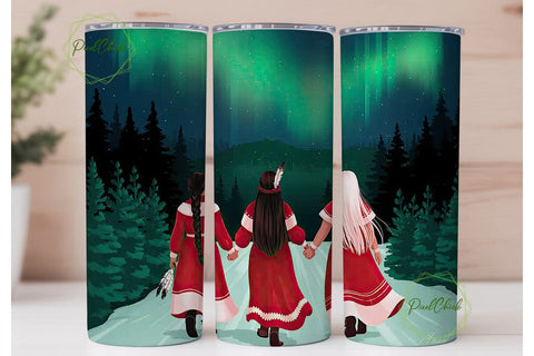 Aurora Borealis Indigenous Women Tumbler Sublimation PixelChick 