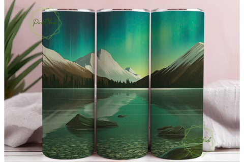 Aurora Borealis Lake 20oz Tumbler Wrap Sublimation PixelChick 