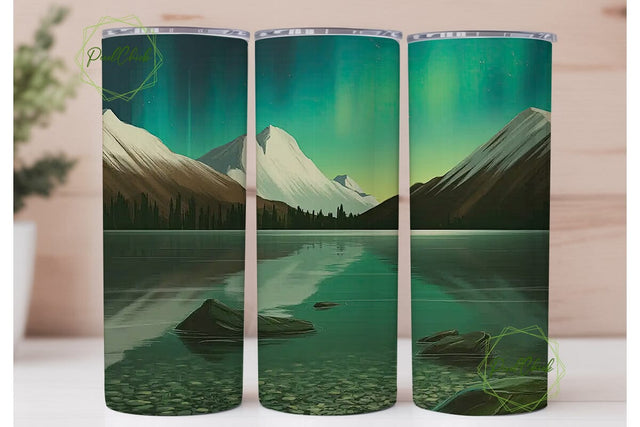 Aurora Borealis Lake 20oz Tumbler Wrap Sublimation PixelChick 