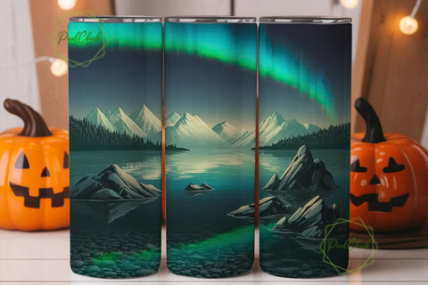 Aurora Borealis Lake 20oz Tumbler Wrap Sublimation PixelChick 