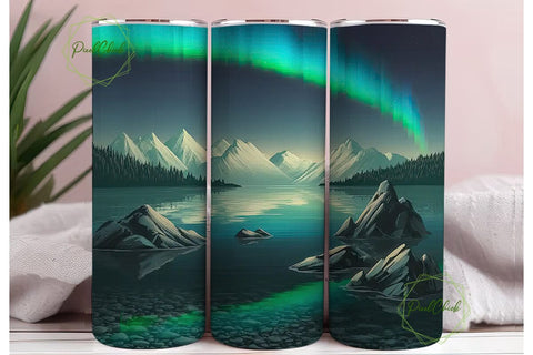 Aurora Borealis Lake 20oz Tumbler Wrap Sublimation PixelChick 