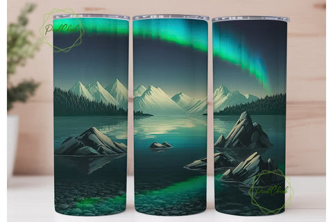 Aurora Borealis Lake 20oz Tumbler Wrap Sublimation PixelChick 