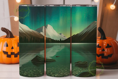 Aurora Borealis Lake 20oz Tumbler Wrap Sublimation PixelChick 