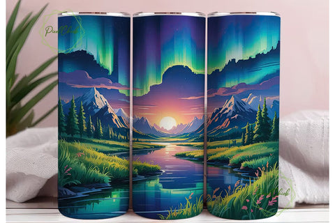 Aurora Borealis Landscape 20oz Tumbler Sublimation PixelChick 