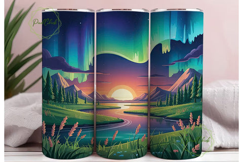 Aurora Borealis Landscape 20oz Tumbler Sublimation PixelChick 