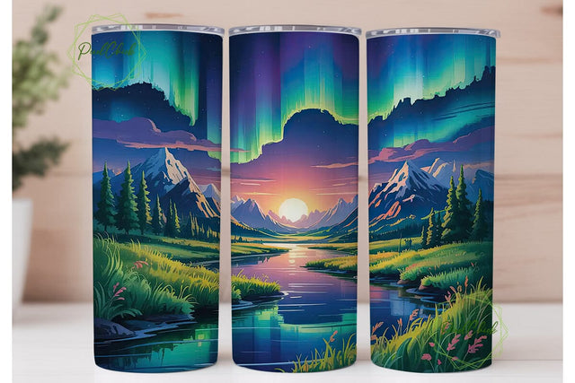 Aurora Borealis Landscape 20oz Tumbler Sublimation PixelChick 